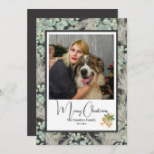 エレガントな植物写真のヴィンテージクリスマス DGrey シーズンカード (正面/裏面)