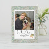 エレガントな植物写真 ヴィンテージクリスマス グレー シーズンカード (スタンド正面)