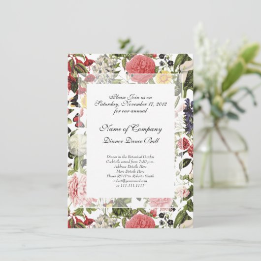 エレガントな植物園でのガラディナーダンス 招待状 (スタンド正面)