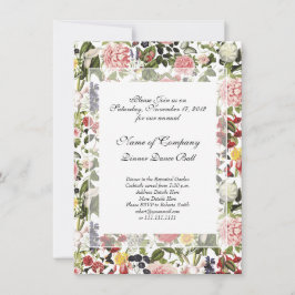 エレガントな植物園でのガラディナー 春の花 招待状