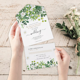 エレガントな植物園の春夏の結婚式 オールインワン招待状