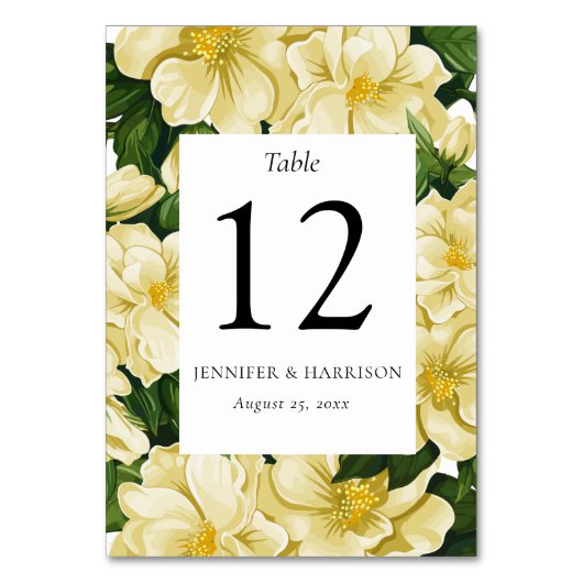 エレガントな植物学的な結婚式の招待状 テーブルナンバー (正面)