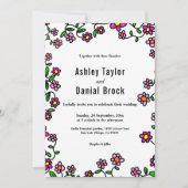 エレガントな植物学的な色鮮やかな花のフローラルウェディング 招待状 (正面)
