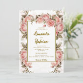 エレガントな植物学的な花のウェディング招待状 招待状 (スタンド正面)