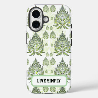 エレガントな植物画のシダの葉のシームレスパターン iPhone 16ケース