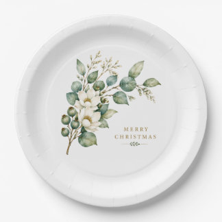 エレガントな植物画 ユーカリのクリスマスパーティー用の紙皿 ペーパープレート