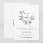 エレガントな植物紋章とRSVPコード付き結婚式 招待状 (正面/裏面)