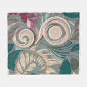 エレガントな植物花柄パターン フリースブランケット (正面(横))