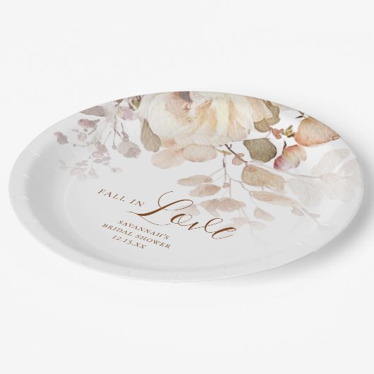 エレガントな植物 フラワーのブライズシャワー ペーパープレート (アングル)