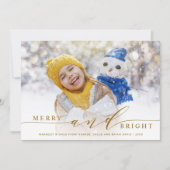 エレガントな楽しいクリスマス ゴールドスクリプト写真 シーズンカード (正面)