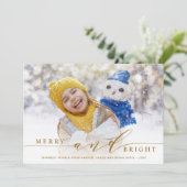 エレガントな楽しいクリスマス ゴールドスクリプト写真 シーズンカード (スタンド正面)