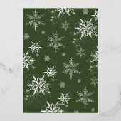 エレガントな楽しいスクリプト家族写真の雪の結晶 箔シーズンカード (裏面)