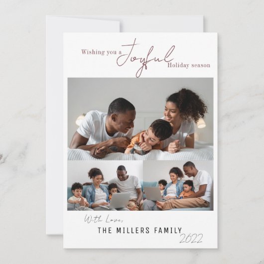 エレガントな楽しいホリデーシーズン3枚の写真 シーズンカード (正面)