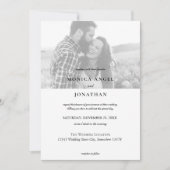 エレガントな横型ブラック&ホワイト写真ウェディング-B 招待状 (正面)