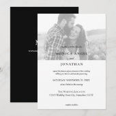 エレガントな横型モノクロ写真ウェディング-B 招待状 (正面/裏面)