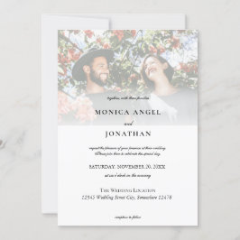 エレガントな横型写真ウェディング 招待状