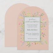 エレガントな歓迎小さな野の花のベイビーシャワー 招待状 (正面/裏面)