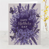 エレガントな母の日のカード 紫のラベンダー カード (黄色い花)
