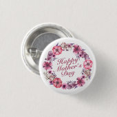 エレガントな母の日の花のリースPinボタン 缶バッジ (正面&裏面)