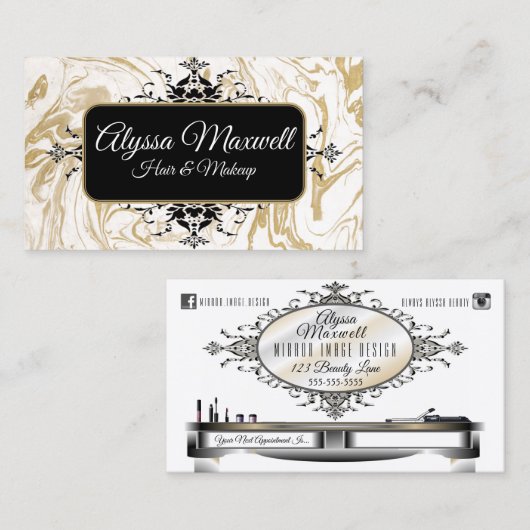 エレガントな毛及び化粧の名刺 予約カード (正面/裏面)