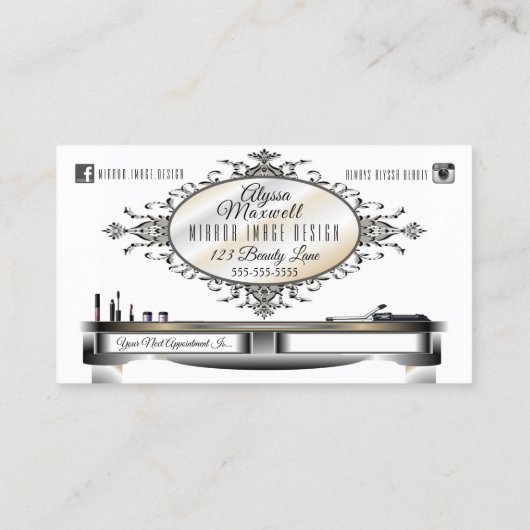 エレガントな毛及び化粧の名刺 予約カード (裏面)