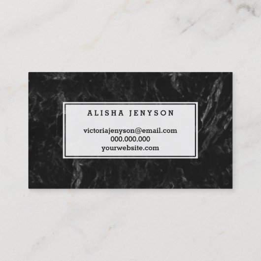 エレガントな毛延長原稿の白く黒い大理石 名刺 (裏面)