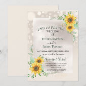 エレガントな水彩のひまわり 招待状 (正面/裏面)