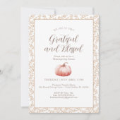 エレガントな水彩のカボチャを使った感謝祭の招待状 招待状 (正面)