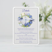 エレガントな水彩のチューリップリース ウェディング ブルー アイボリー エンクロージャーカード (スタンド正面)