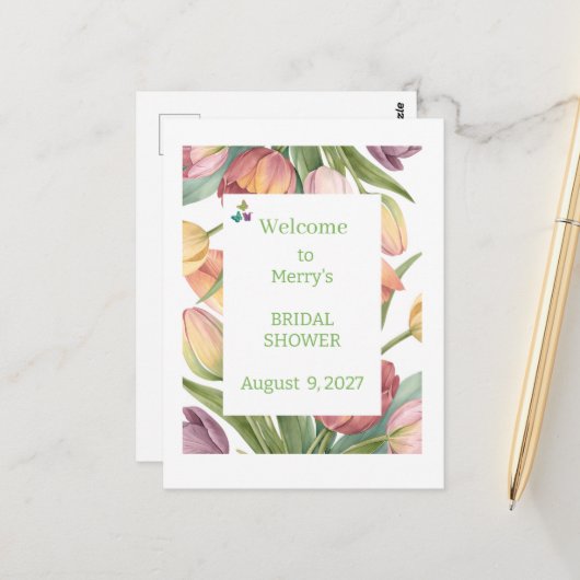 エレガントな水彩のチューリップ ポストカード (正面/裏面インサイチュ)