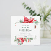 エレガントな水彩のポインセチア　クリスマスグリーティング シーズンカード (スタンド正面)