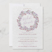 エレガントな水彩のラウレルリース ブライダルシャワー 招待状 (正面)