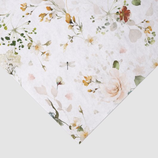 エレガントな水彩のワイルドフラワーガーデン ティッシュペーパー 薄葉紙 (詳細)