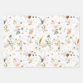 エレガントな水彩のワイルドフラワーガーデン ラッピングペーパーシート (正面3)