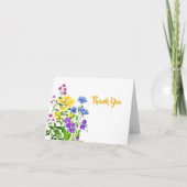 エレガントな水彩のワイルドフラワー感謝カード サンキューカード (正面)