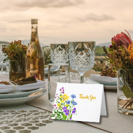 エレガントな水彩のワイルドフラワー感謝カード サンキューカード