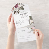 エレガントな水彩のワイルドフラワー ウェディングオールインワンⅠ オールインワン招待状 (貼ってはがせる)