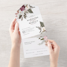 エレガントな水彩のワイルドフラワー ウェディングオールインワンⅠ オールインワン招待状