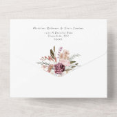 エレガントな水彩のワイルドフラワー ウェディングオールインワンI オールインワン招待状 (裏面)
