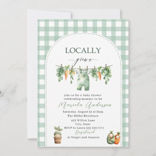 エレガントな水彩の地元で育てられたベビーシャワー 招待状 (正面)