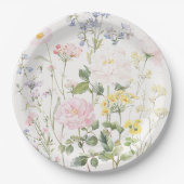 エレガントな水彩の庭の花嫁衣裳 ペーパープレート (正面)