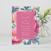 エレガントな水彩の芍薬の花のウェディング 招待状 (スタンド正面)