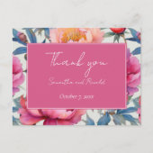 エレガントな水彩の芍薬の花 ウェディング サンクス ポストカード (正面)