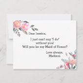 エレガントな水彩の芍薬　あなたは私の結婚式の伴娘になってくれる？ 招待状 (裏面)