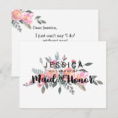 エレガントな水彩の芍薬　あなたは私の結婚式の伴娘になってくれる？ 招待状 (正面/裏面)