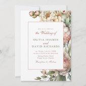 エレガントな水彩の芍薬　ウェディング　招待状 招待状 (正面)