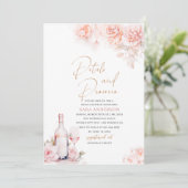エレガントな水彩の花びらとプロセッコのブライダルショー 招待状 (スタンド正面)