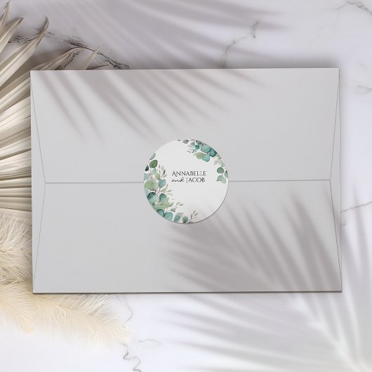 エレガントな水彩の葉のステッカー ラウンドシール