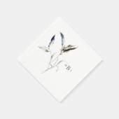 エレガントな水彩の葉のモノグラム カクテル スタンダードカクテルナプキン (角)