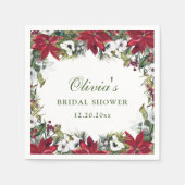 エレガントな水彩の赤いポインセチア ブライダルシャワー スタンダードカクテルナプキン (正面)